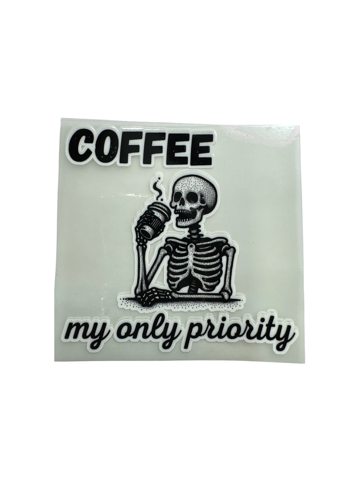 15oz GLOW IN THE DARK UV DTF Skeleton Coffee Transfer #645