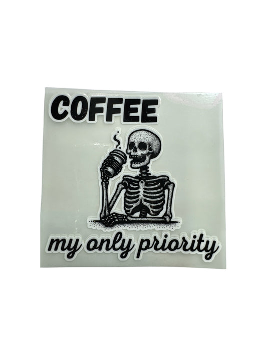 15oz GLOW IN THE DARK UV DTF Skeleton Coffee Transfer #645
