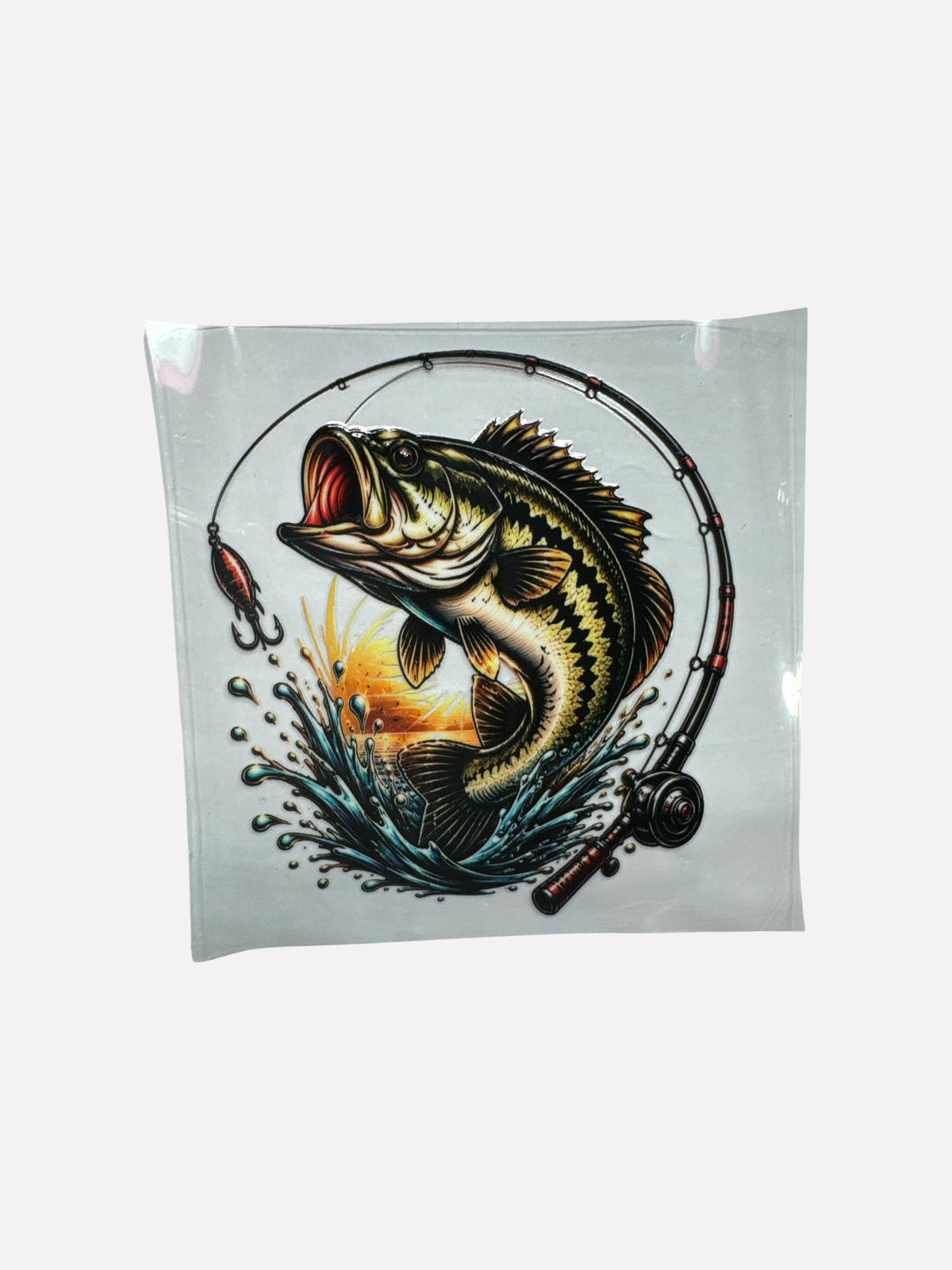 15oz UV DTF Transfer Bass Fish on a Pole Wrap, #660