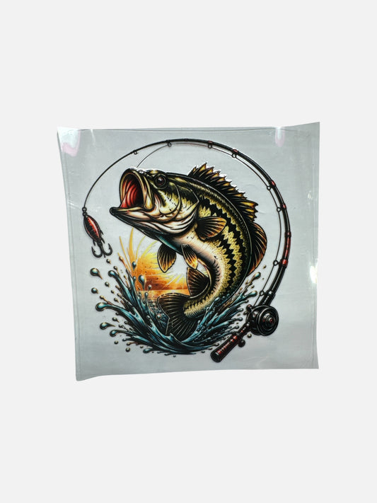 15oz UV DTF Transfer Bass Fish on a Pole Wrap, #660