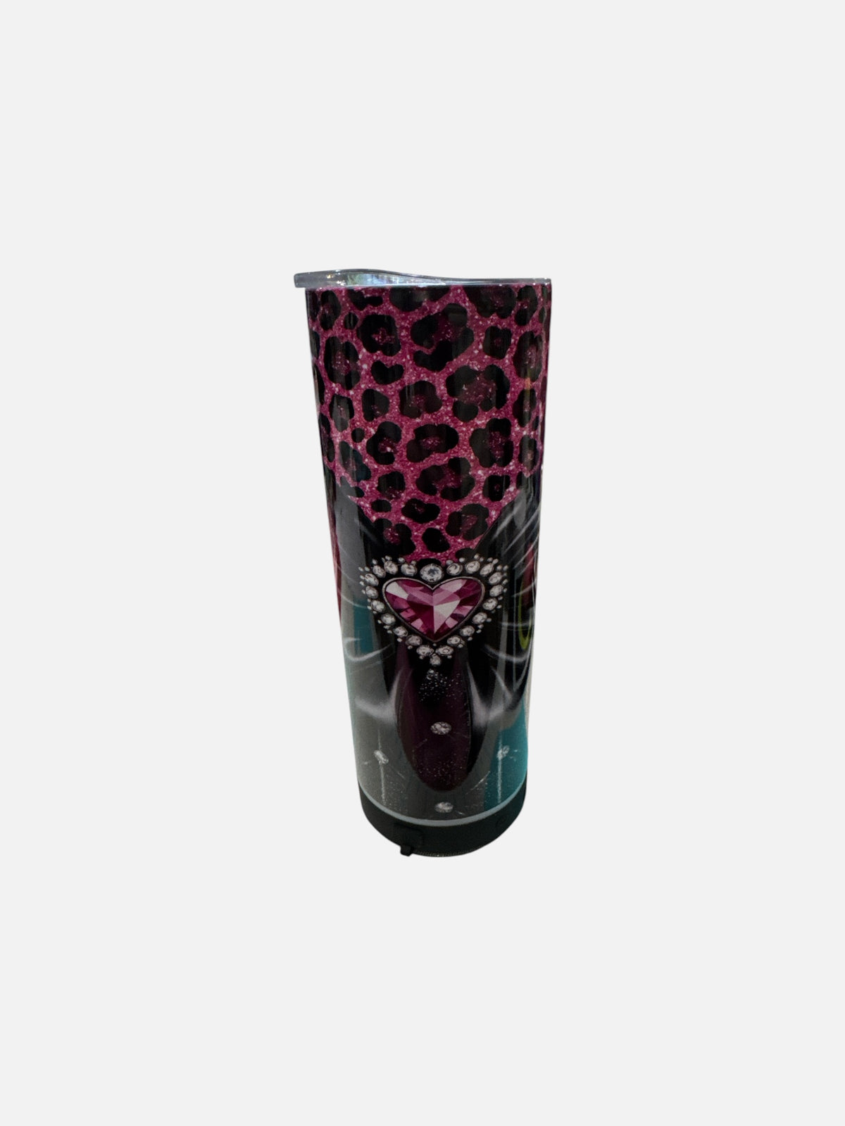 Pink Leopard and Black Silk Bows 20oz Tumbler with Bluetooth Speaker — Sublimated Cup