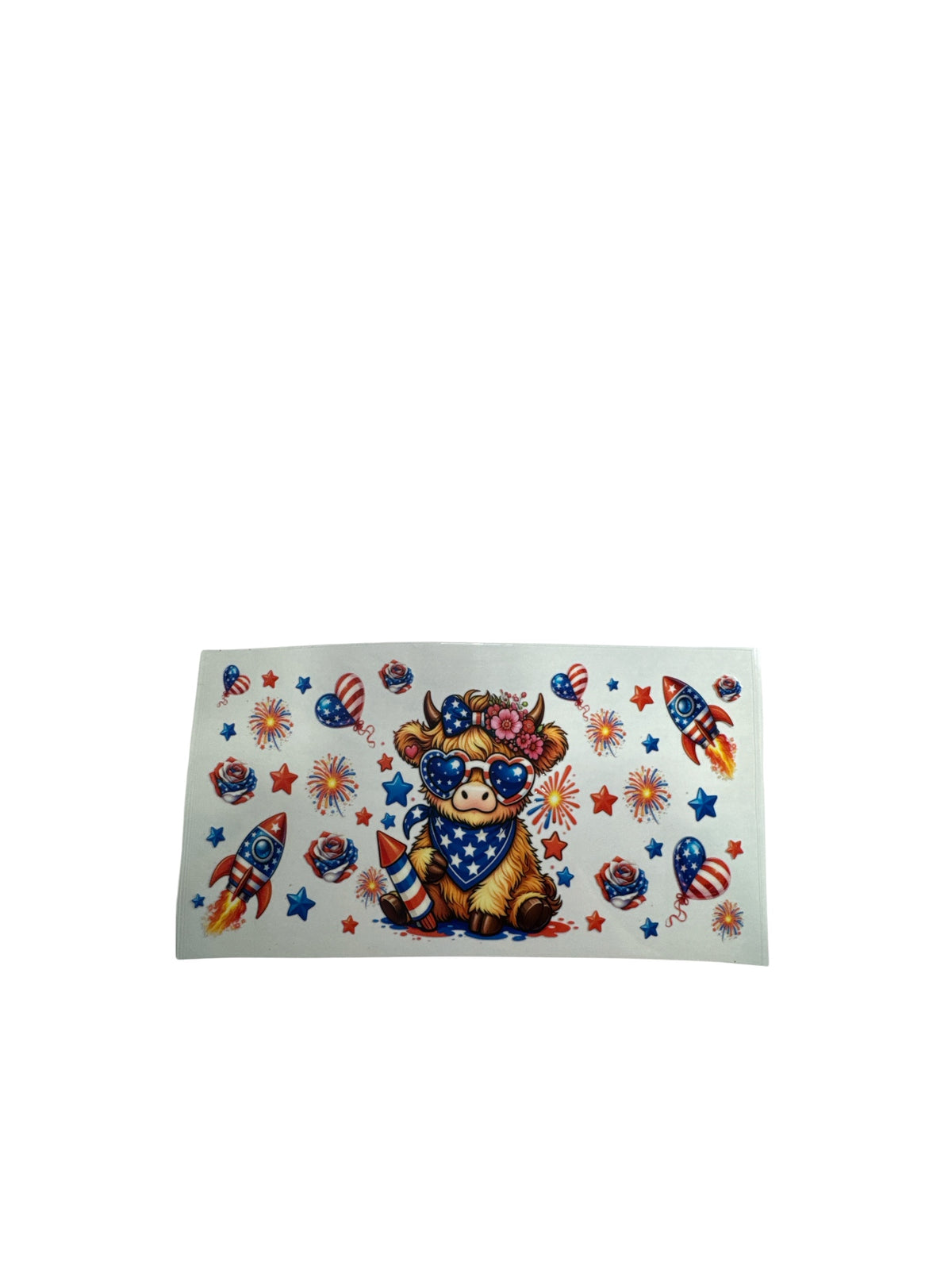 Hyland Cow USA July 4th 16oz UV DTF Decal #703