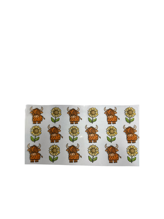 Hyland and Sunflowers UV DTF Decal #699