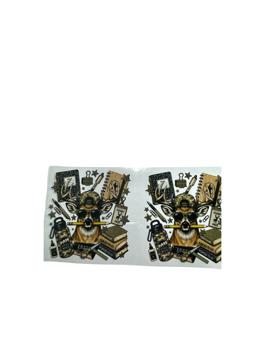 School Deer with Pencil 16oz UV DTF Decal #698