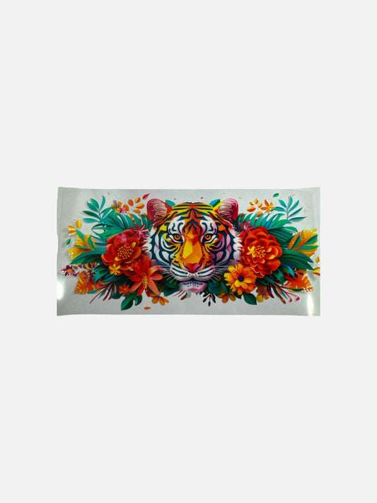 Tiger Colorful Flowers 16oz UV DTF Decal #687