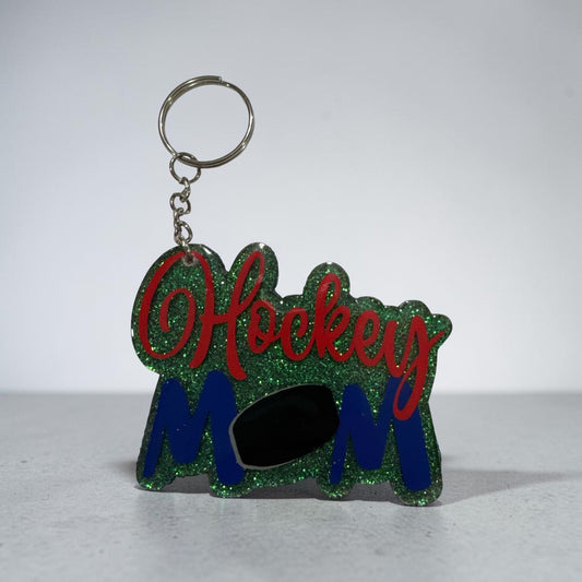 Hockey Mom Acrylic Personalized KEYCHAIN, Bag Tag - School Colors - Backpack