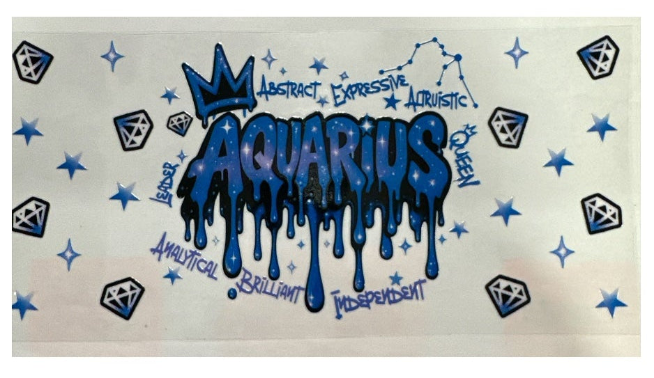Choose A Zodiac Artistic Graffiti UVDTF Decals| Aquarius| Aries| Cancer| Capricorn| Gemini| Leo| Libra| Pisces| Sagittarius| Scorpio| Taurus| Virgo