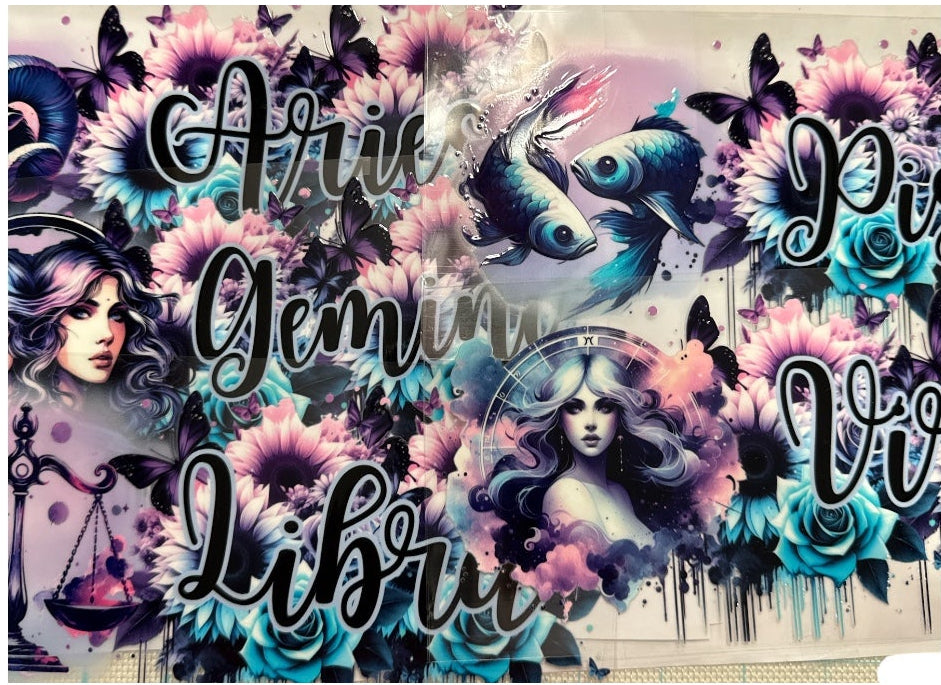 Choose A Zodiac FLORAL UVDTF Decals| Aquarius| Aries| Cancer| Capricorn| Gemini| Leo| Libra| Pisces| Sagittarius| Scorpio| Taurus| Virgo