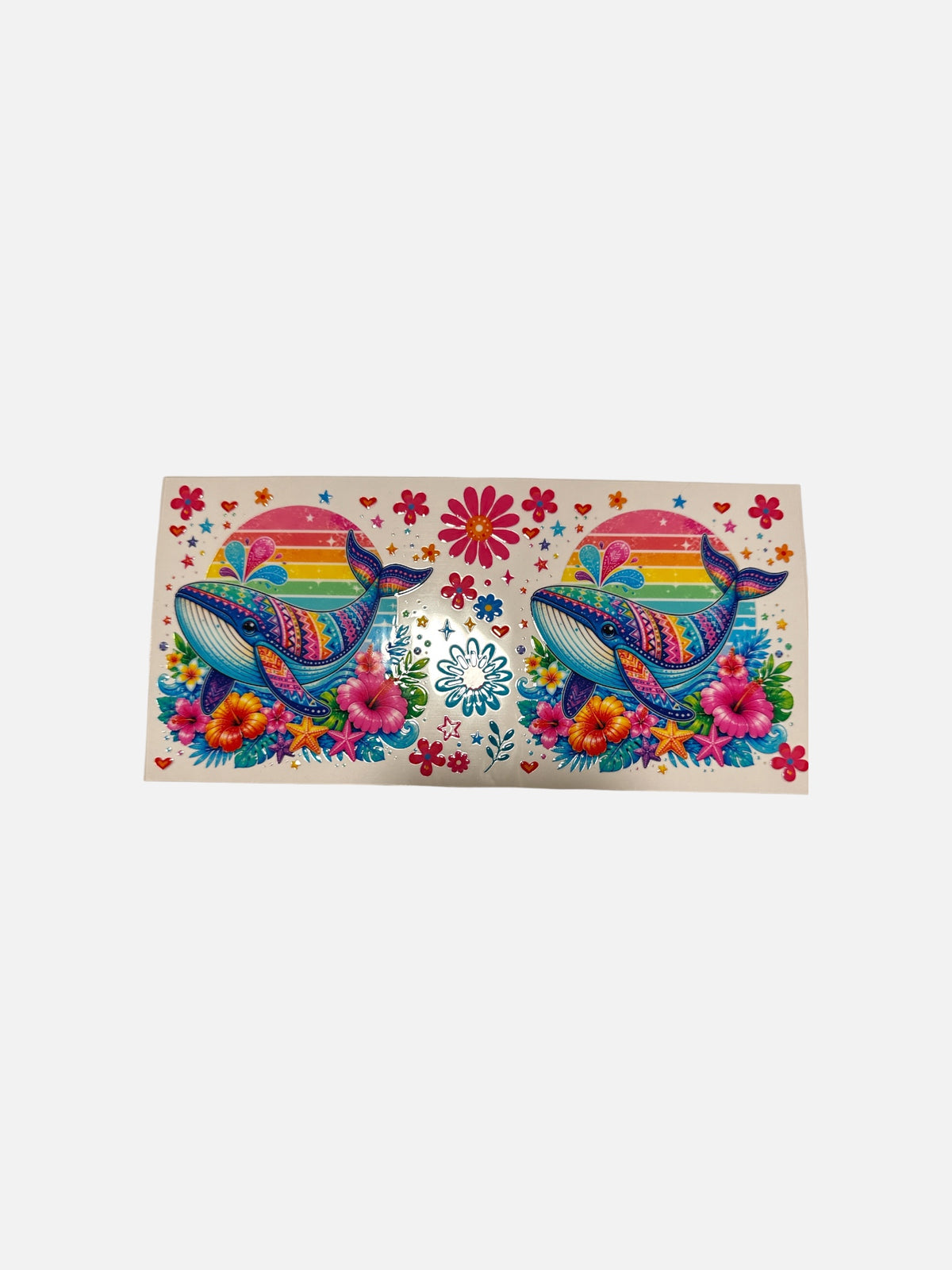 Whales Florals Neon 16oz UV DTF Decal #748