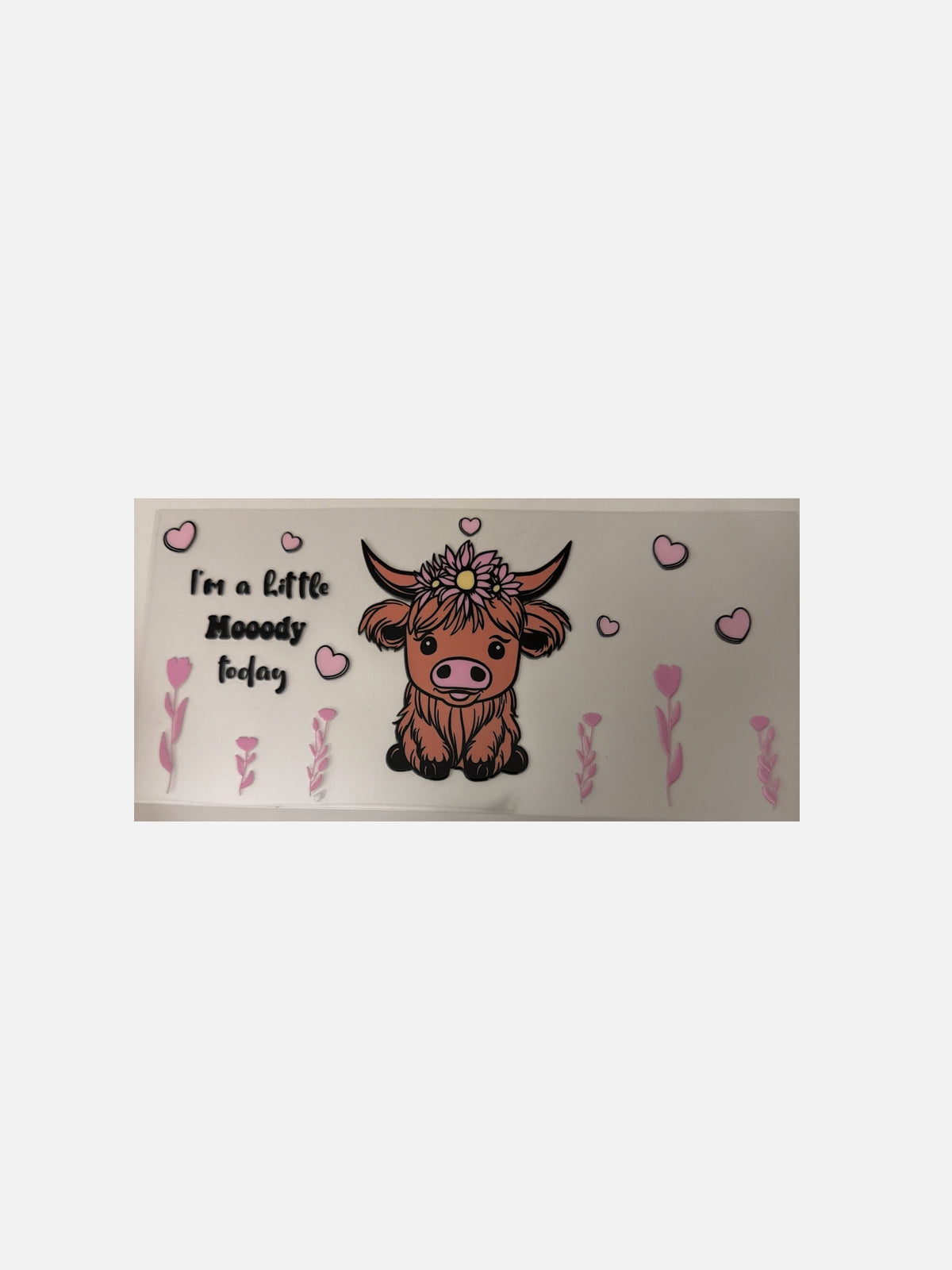 Moody Hyland Cow with Coffee 16oz UV DTF Decal #755