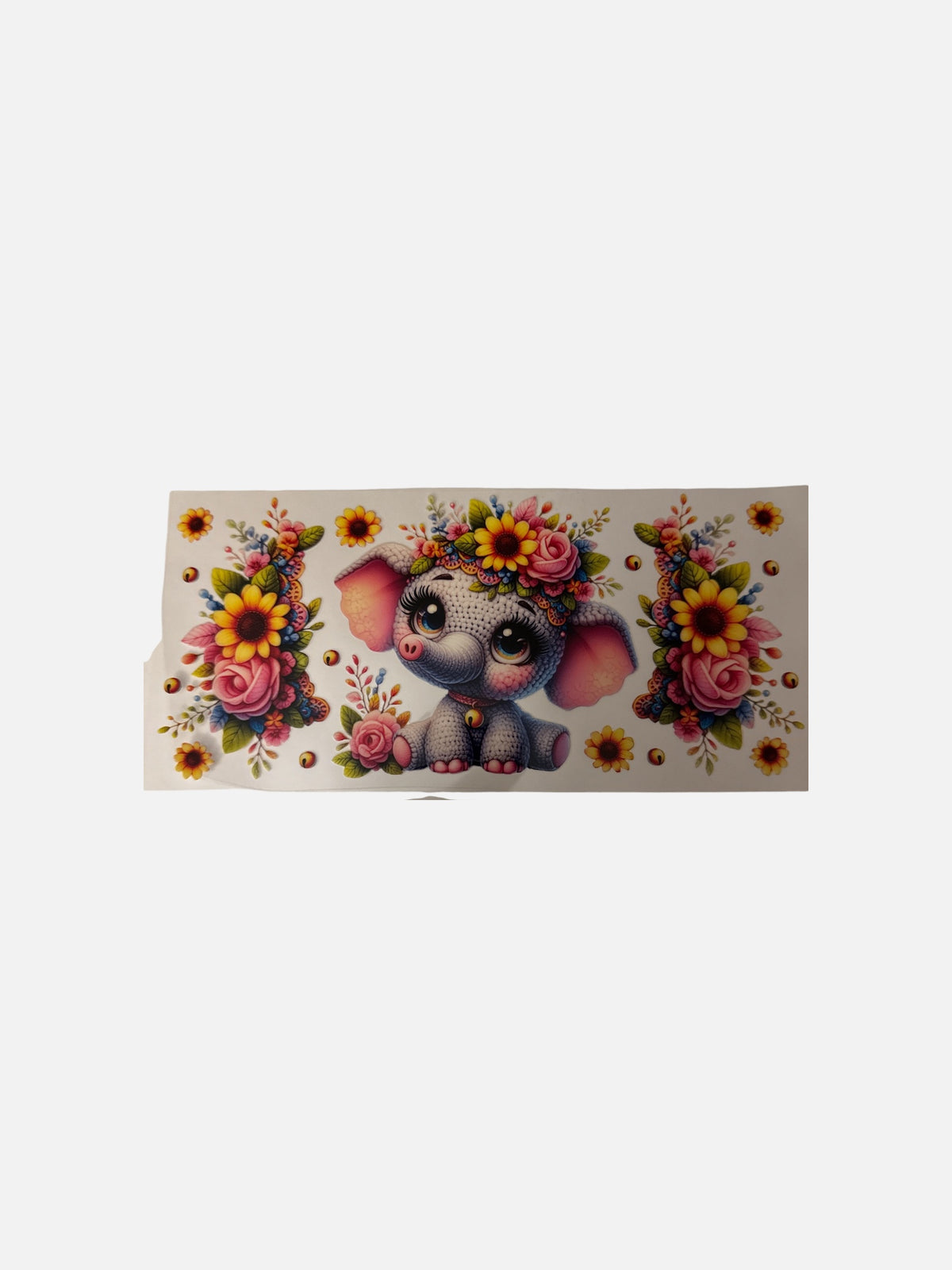 Elephant Floral Yarn Baby 16oz UV DTF Decal Transfer #766