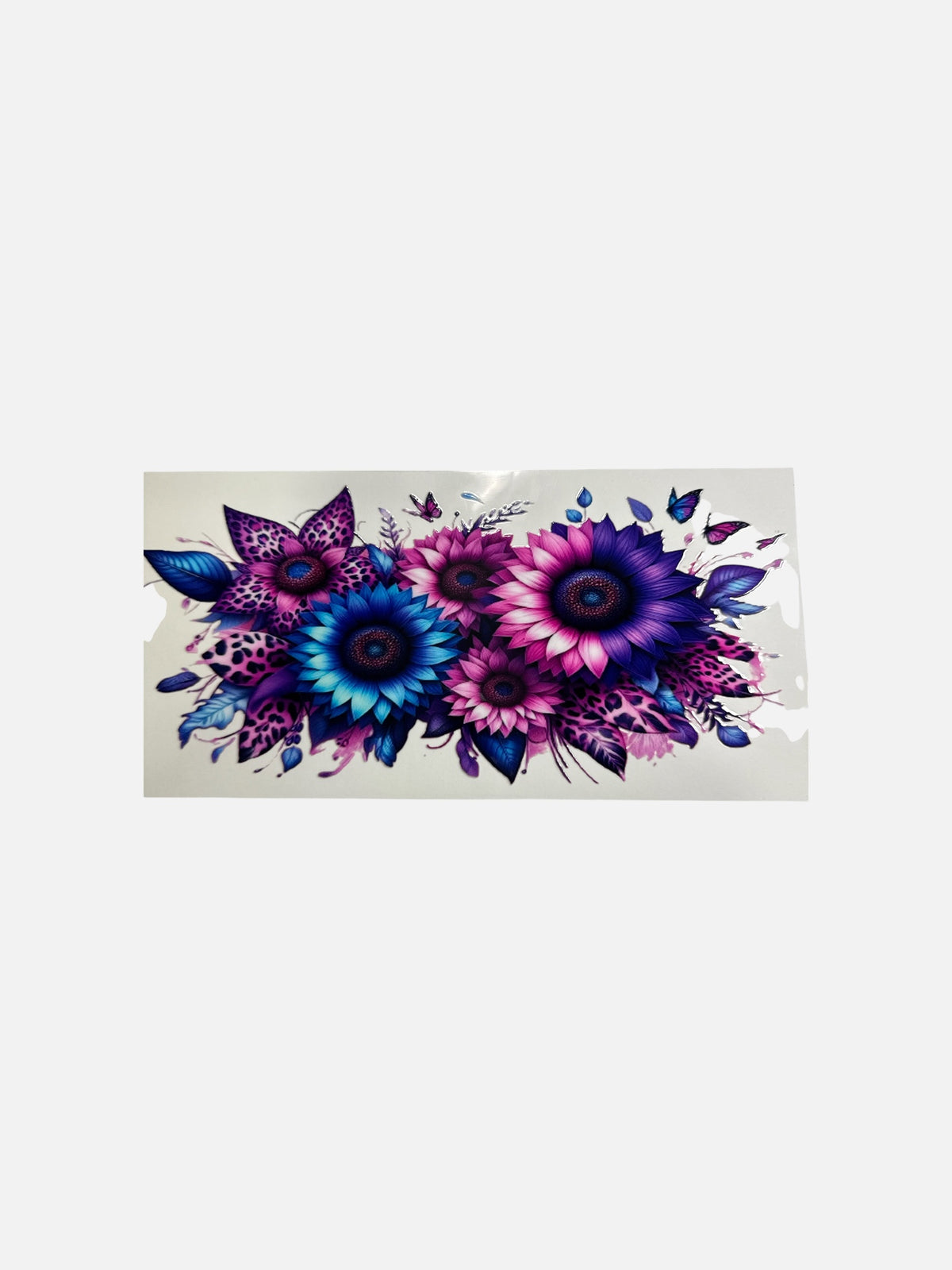 Flowers Purple and Blue 16oz UV DTF Decal Transfer #829