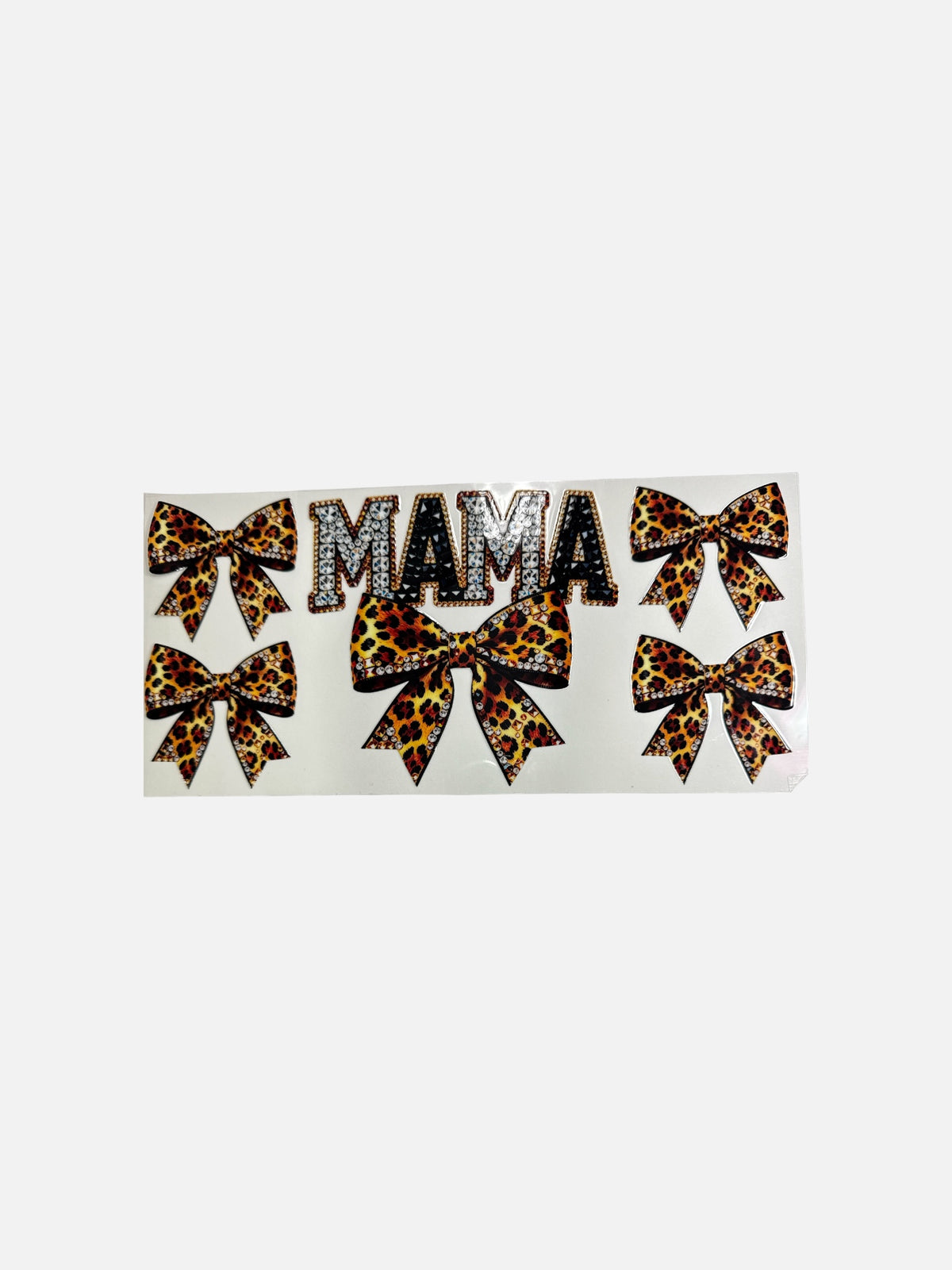Mama Leopard Bows with Rhinestones UV DTF 16oz Decal Wrap #845