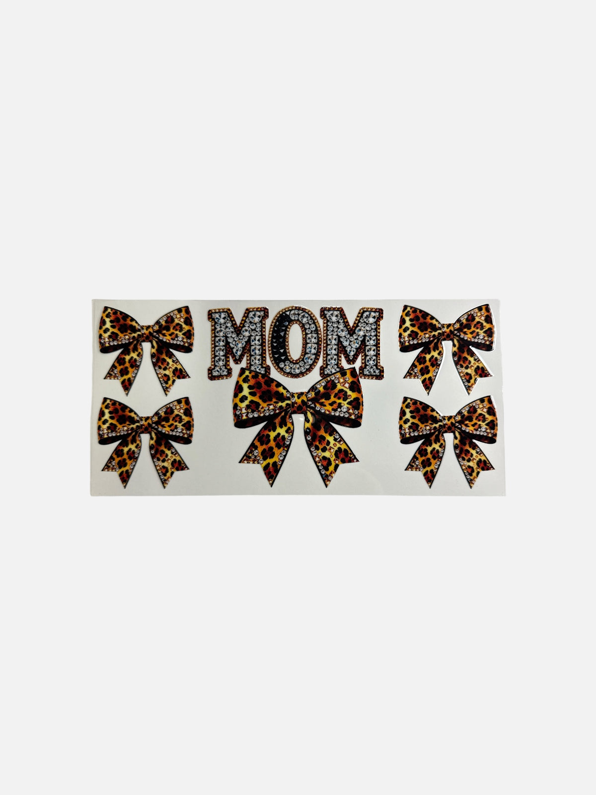 MOM Leopard Bows with Rhinestones UV DTF 16oz Decal Wrap #846
