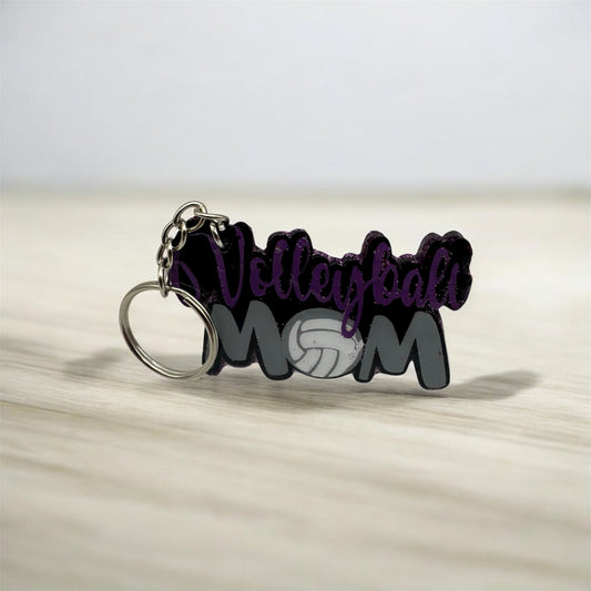 Volleyball MOM Acrylic 2-inch KEYCHAIN, Backpack, Bag Tag custom with Team Colors