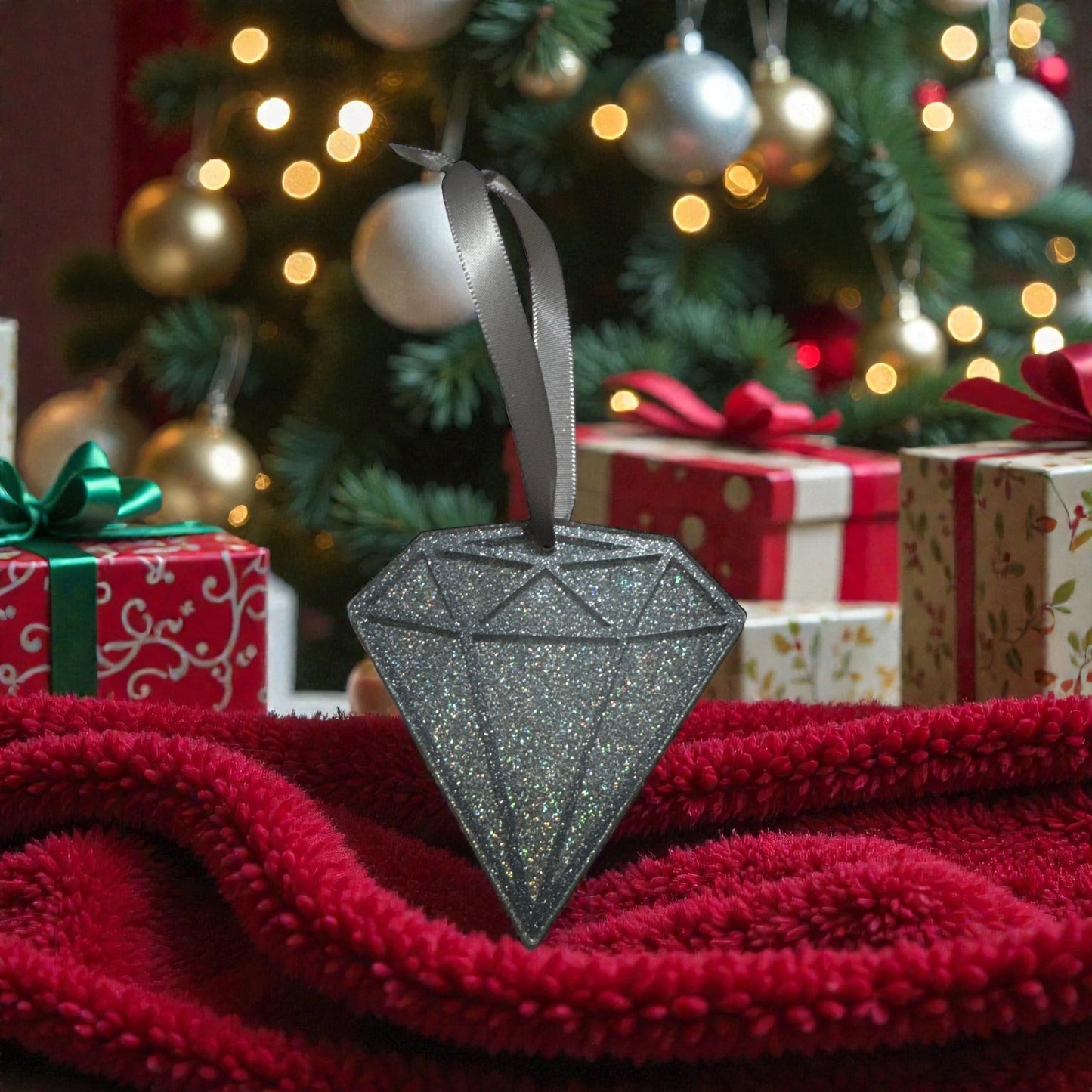 Diamond Glitter Ornament – Custom Name Christmas Decoration, Sparkly Holiday Keepsake Gift