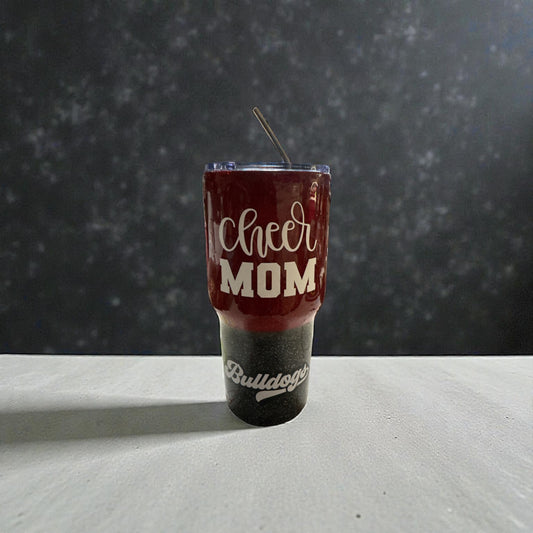 CHEER Mom Personalized Custom Two-Toned Glitter Stainless Steel 30oz Tumbler.