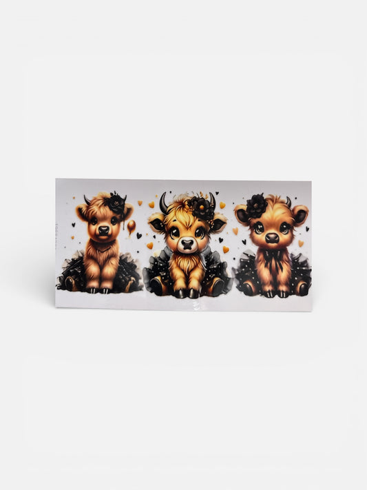Cows with black tutu and roses 16oz UV DTF Transfer for Cups #143