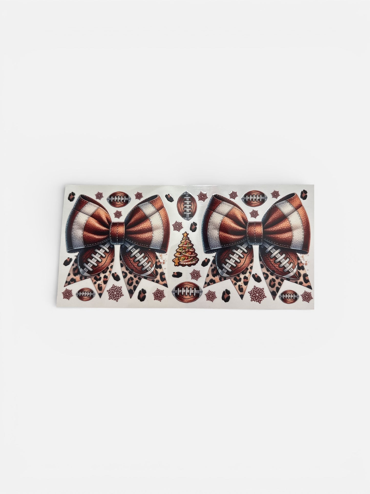 Football Bows with Leopard 16oz UV DTF Transfer for Cups #144
