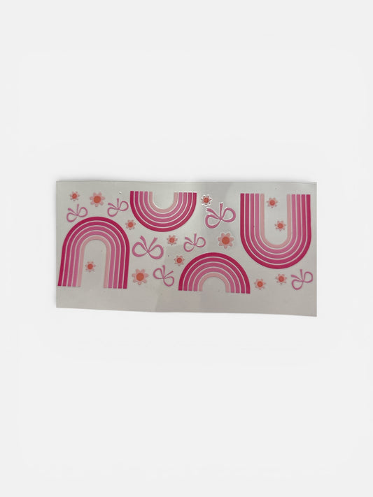 Pink Rainbows UV DTF 16oz Cup Wrap, #152 Tumbler Decal