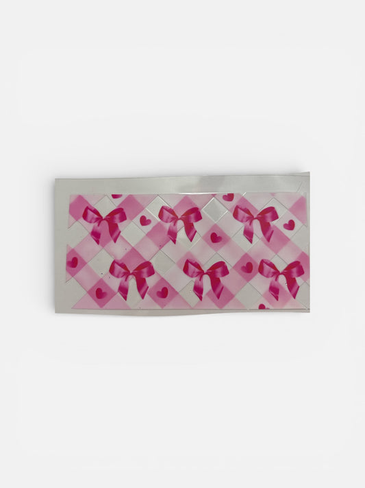 Pink Checkers with Bows UV DTF 16oz Cup Wrap, #153 Tumbler Decal