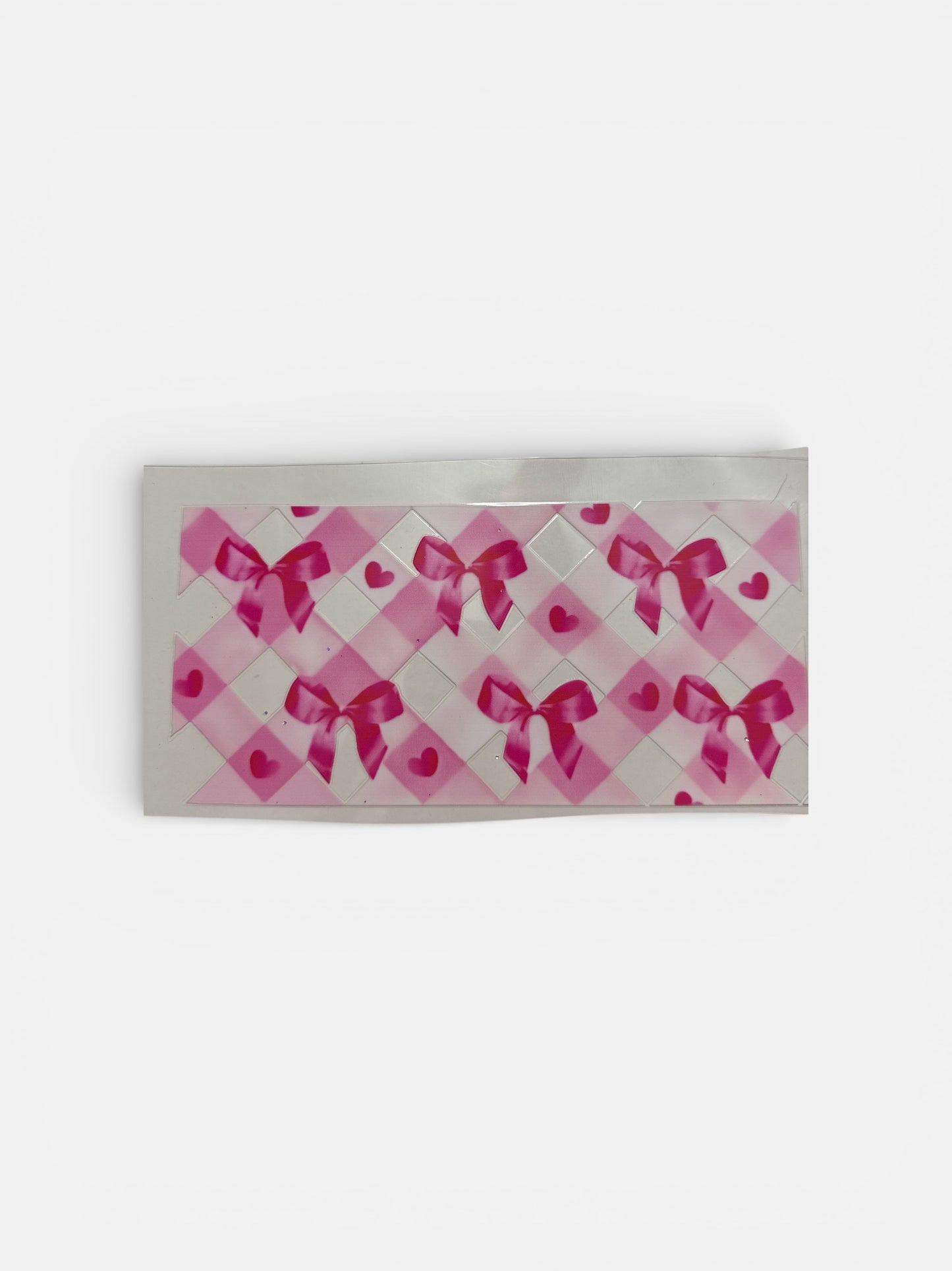 Pink Checkers with Bows UV DTF 16oz Cup Wrap, #153 Tumbler Decal