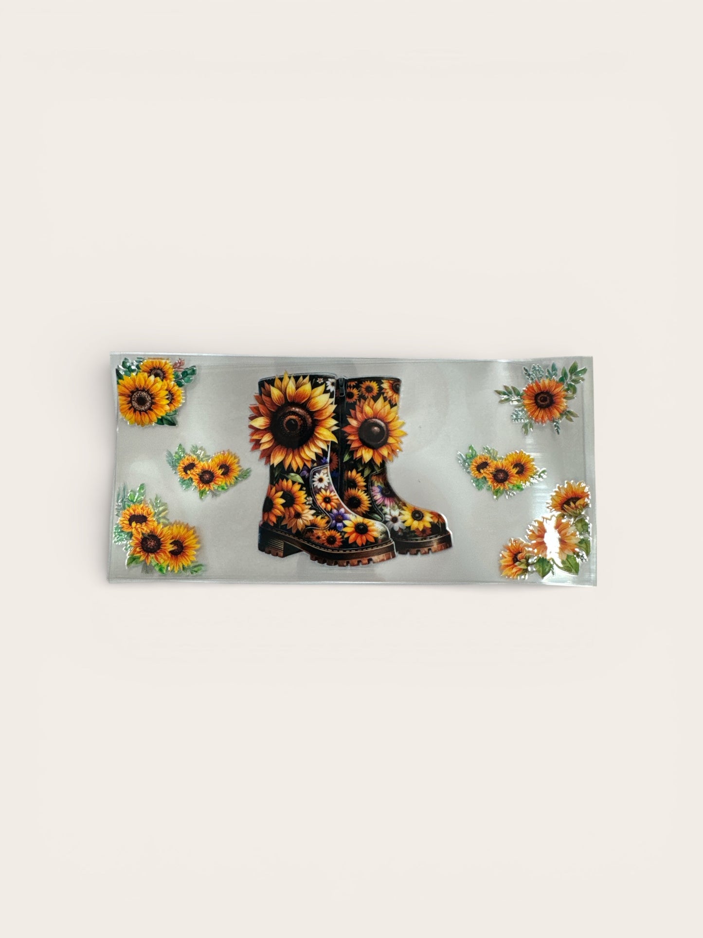 Sunflowers and Rainboots 16oz UV DTF Transfer for Cups #169