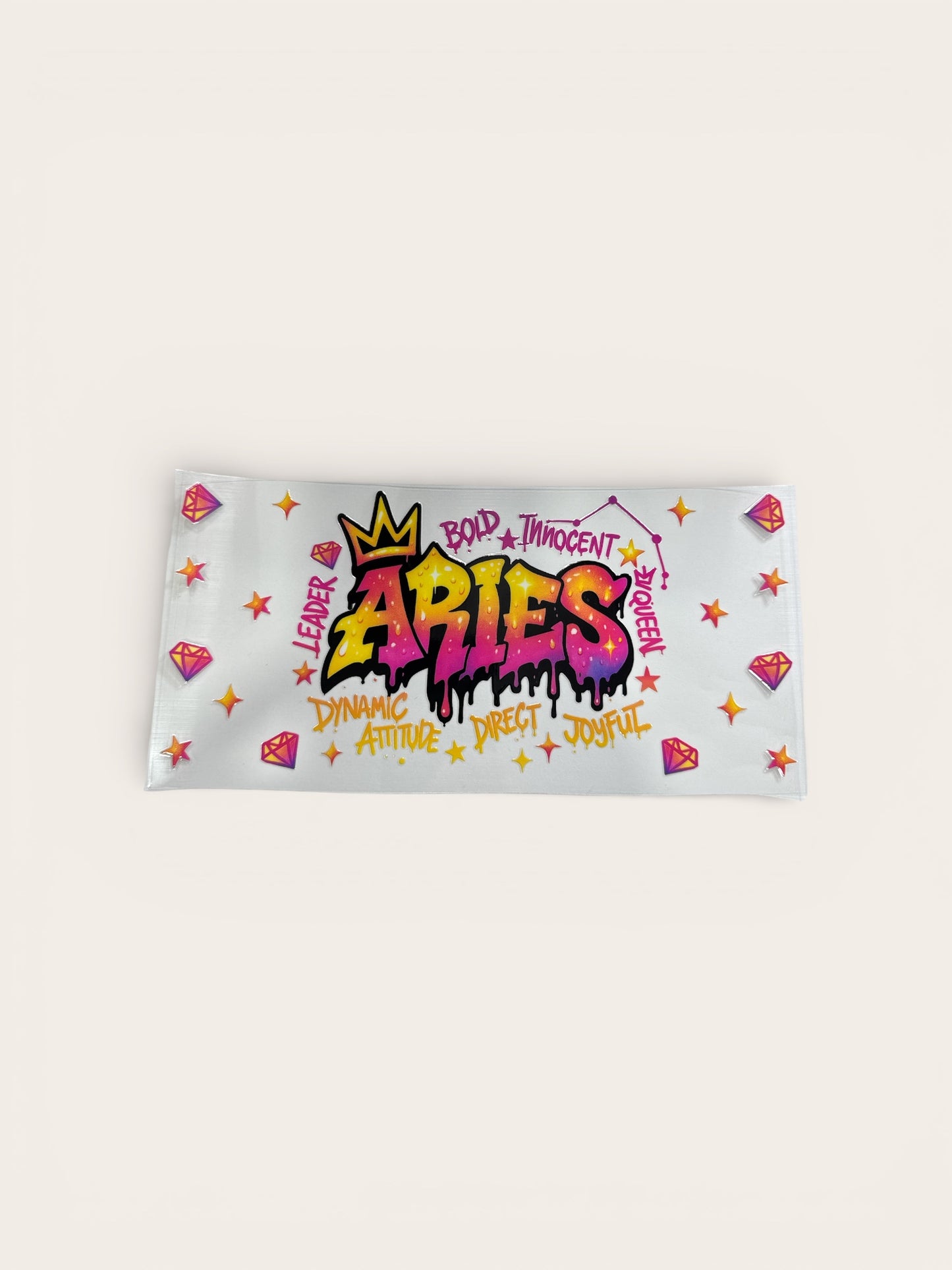 Aries Zodiac Sign UV DTF 16oz Cup Wrap, #176 Tumbler Decal