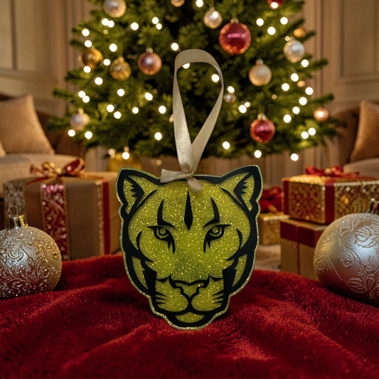 Cougar Acrylic Glitter Christmas Ornament – School Spirit – Gift for teammates