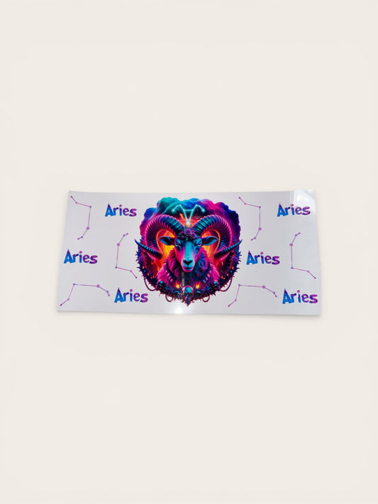 Aries Zodiac Sign UV DTF 16oz Cup Wrap, #202 Tumbler Decal