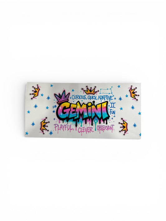 Gemini Zodiac Sign UV DTF 16oz Cup Wrap, #179 Tumbler Decal