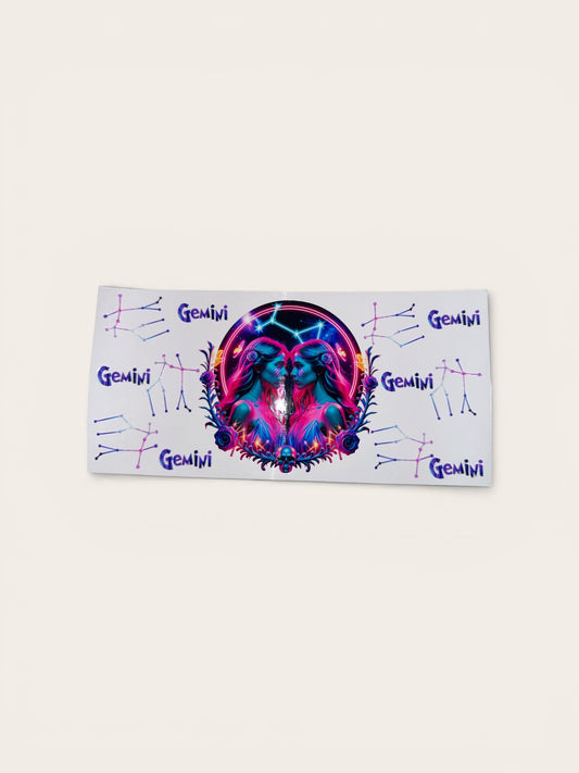 Gemini Zodiac Sign UV DTF 16oz Cup Wrap, #208 Tumbler Decal