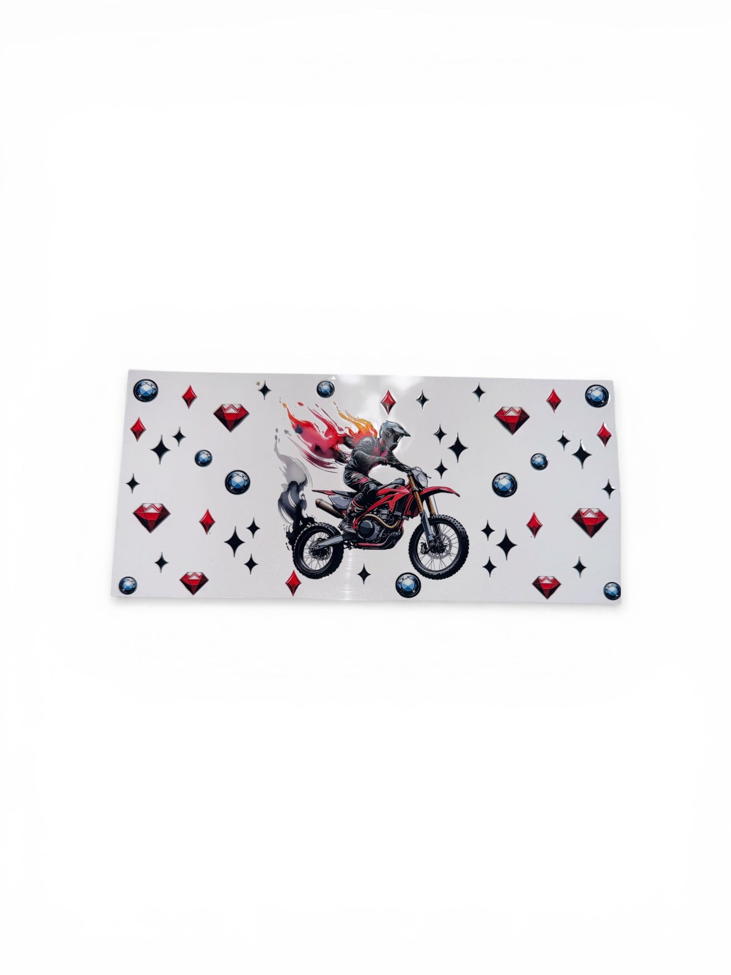 Motorcross Fire Motorcycle Rider UV DTF 16oz Cup Wrap, #218 Tumbler Decal