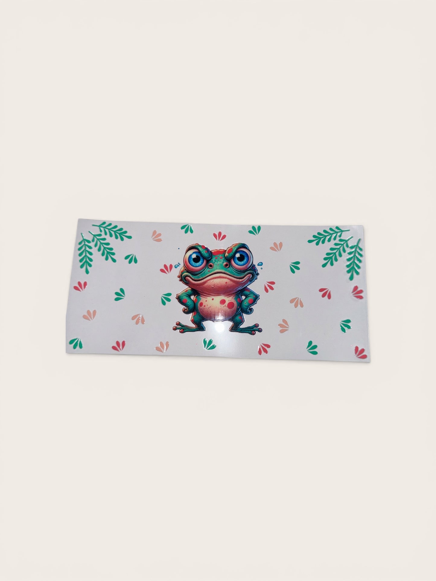 Frog - "Angry FROG" Animal UV DTF 16oz Cup Wrap, #220 Tumbler Decal