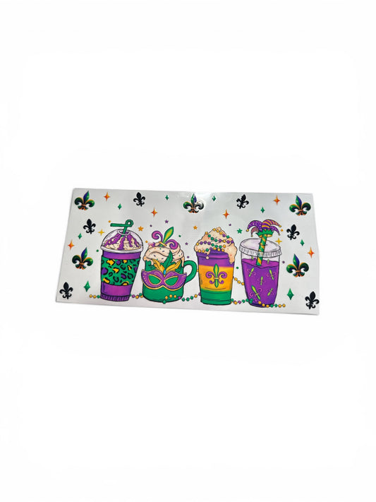 March Gras Drink Cups 16oz UV DTF Cup Wrap Transfer for Cups #327
