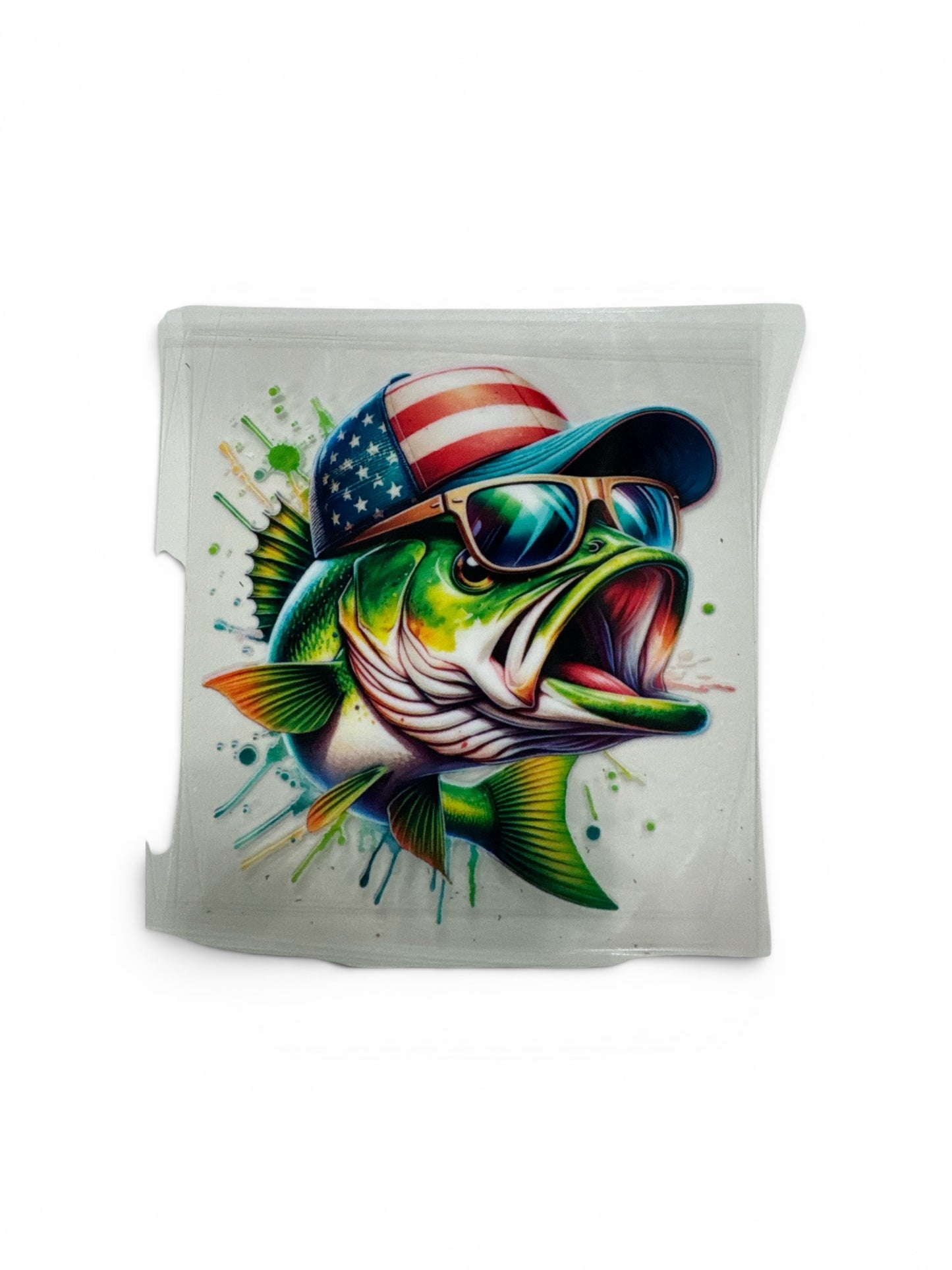Bass Fish with Hat 16oz UV DTF Cup Wrap Transfer for Cups #333