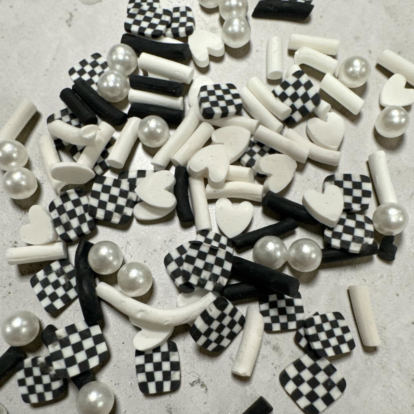 Checkered Black Mix Polymer Clay – 1 oz Bag