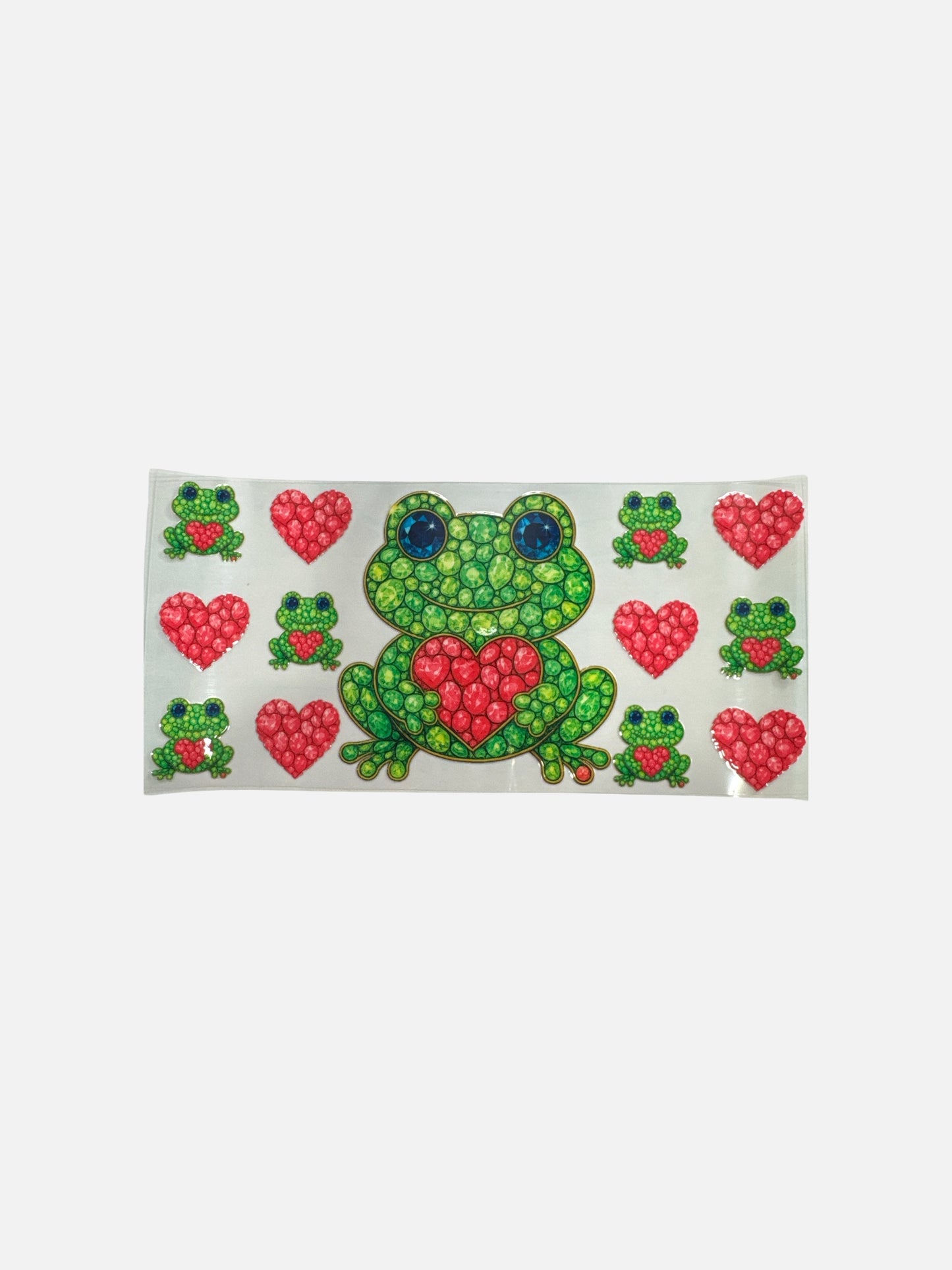 Frog and Hearts (Rhinestone) 16oz UV DTF Cup Wrap #410