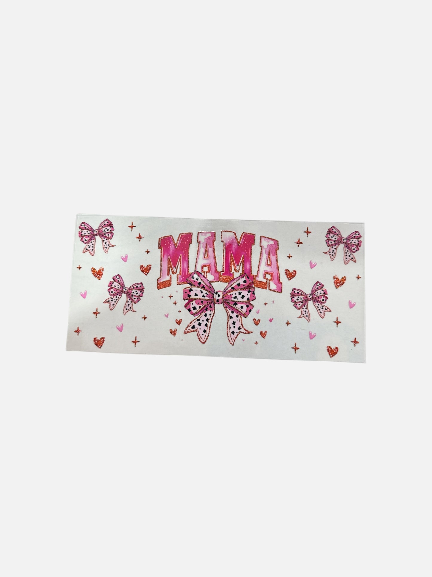 Mama Pink Bow UV DTF 16oz Cup Wrap, #374