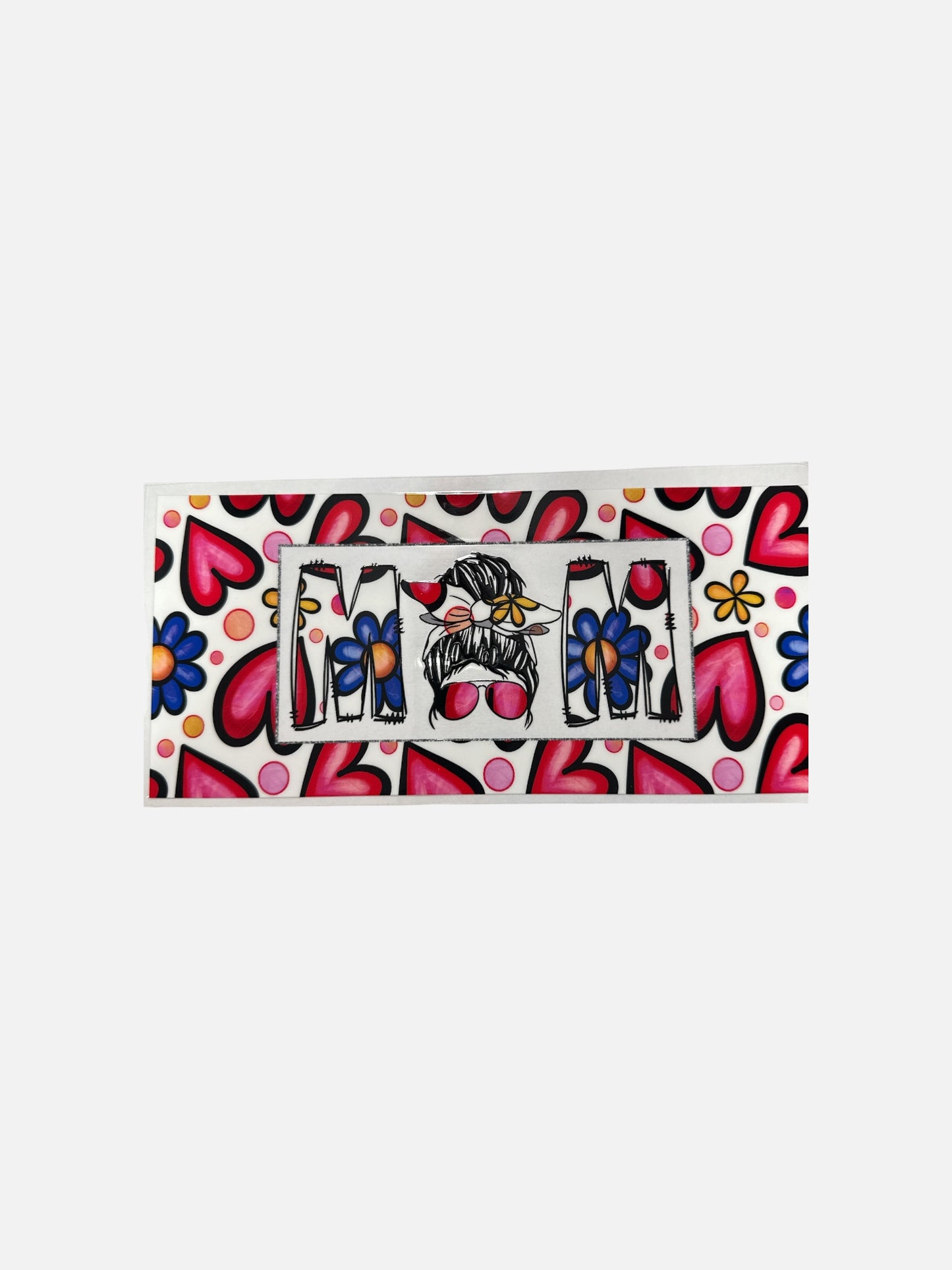 MOM with Hearts UV DTF 16oz Cup Wrap, #375
