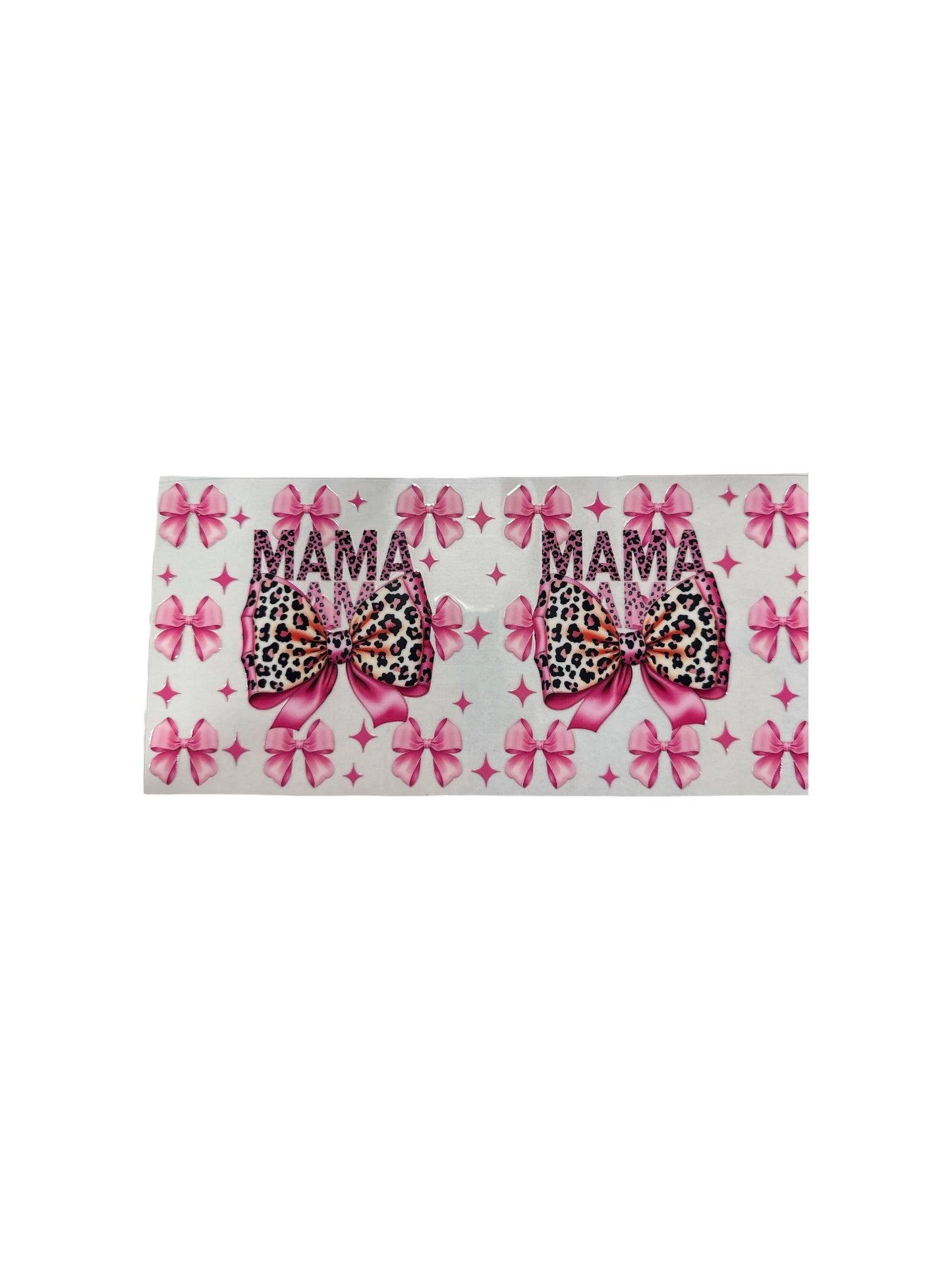 MOM pink leopard bows UV DTF 16oz Cup Wrap, #377