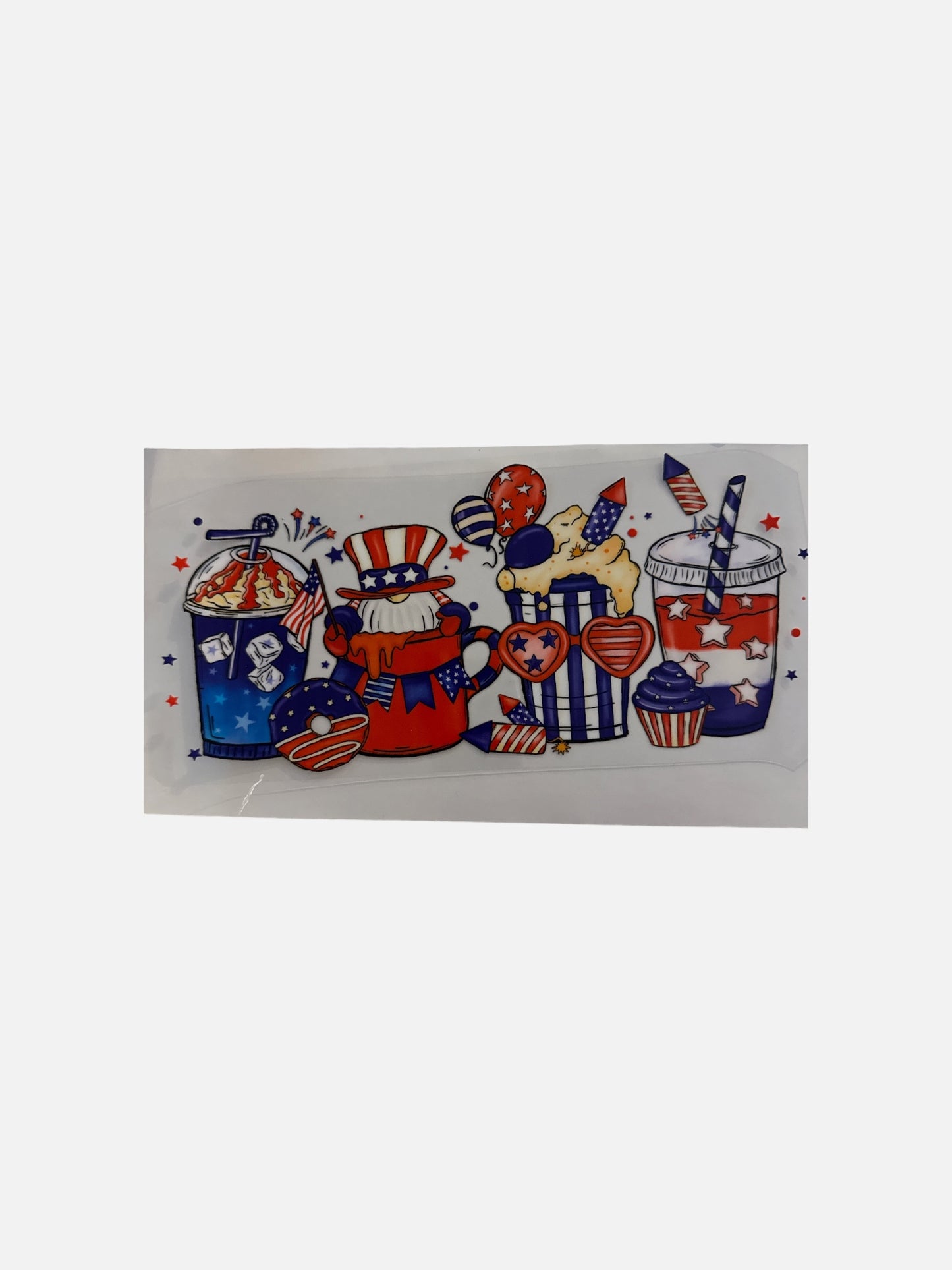 Patriotic Drink Red, White and Blue 16oz UV DTF Cup Wrap Transfer for Cups #480