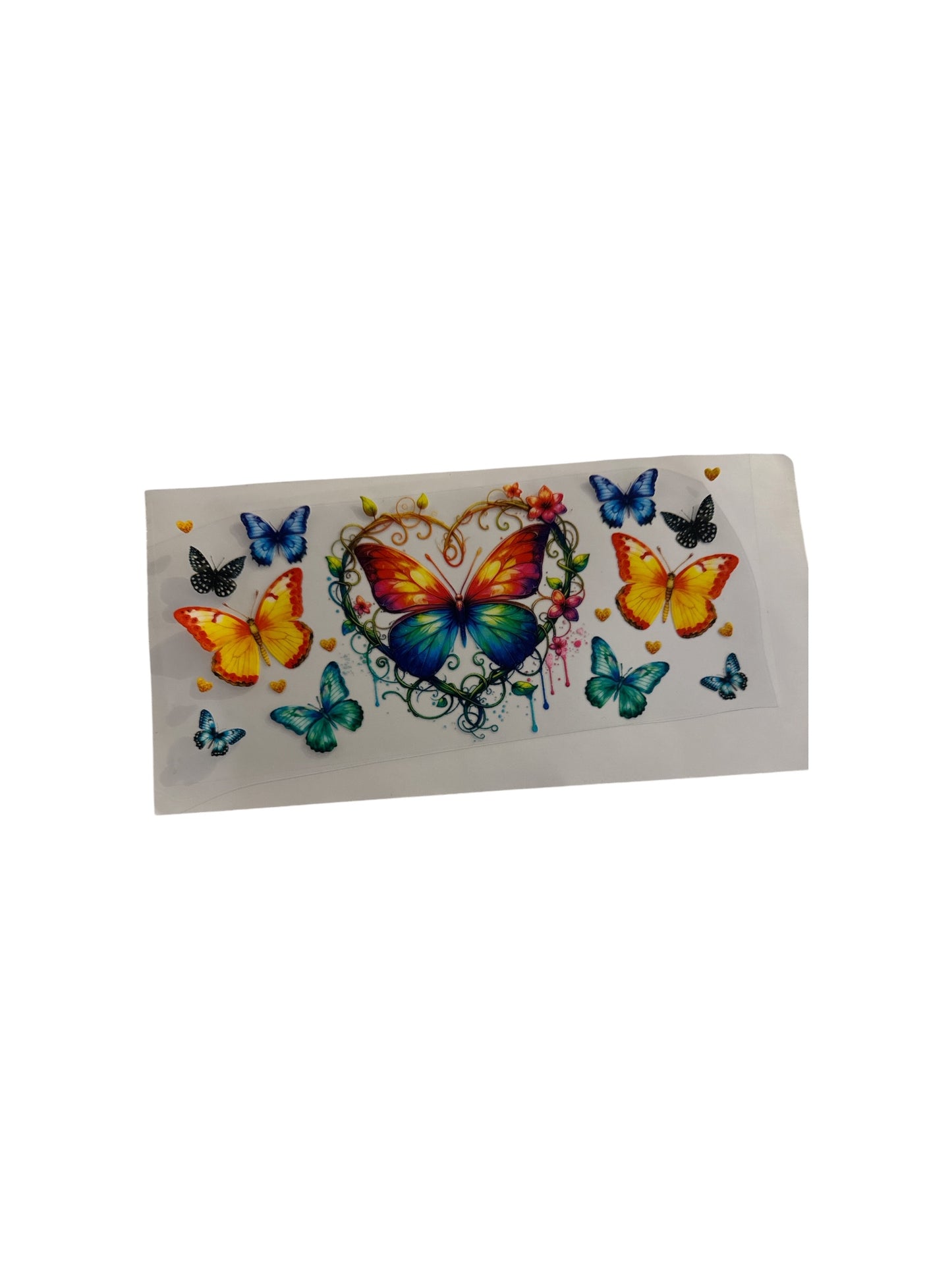 Butterflies and heart Colorful -16oz UV DTF Cup Wrap Transfer for Cups #467