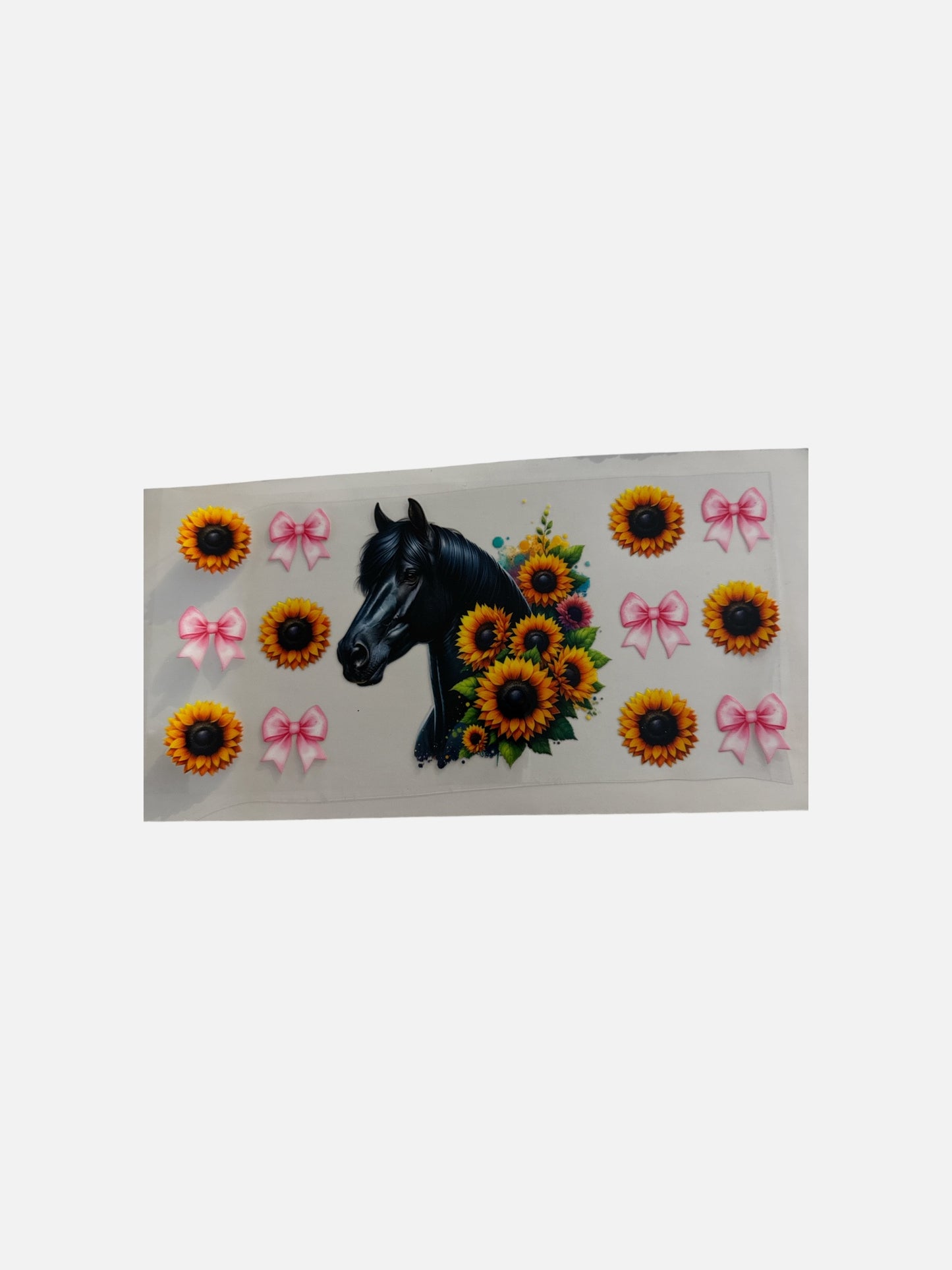 Black Horse in Sunflowers 16oz UV DTF Cup Wrap #497
