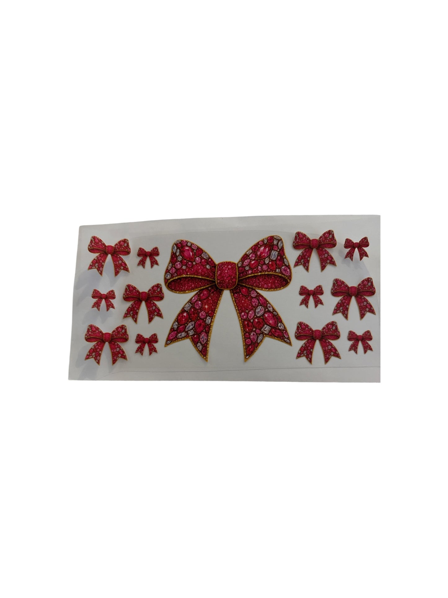 Red Bows with Diamonds and Rhinestones UV DTF Cup Wrap – #470