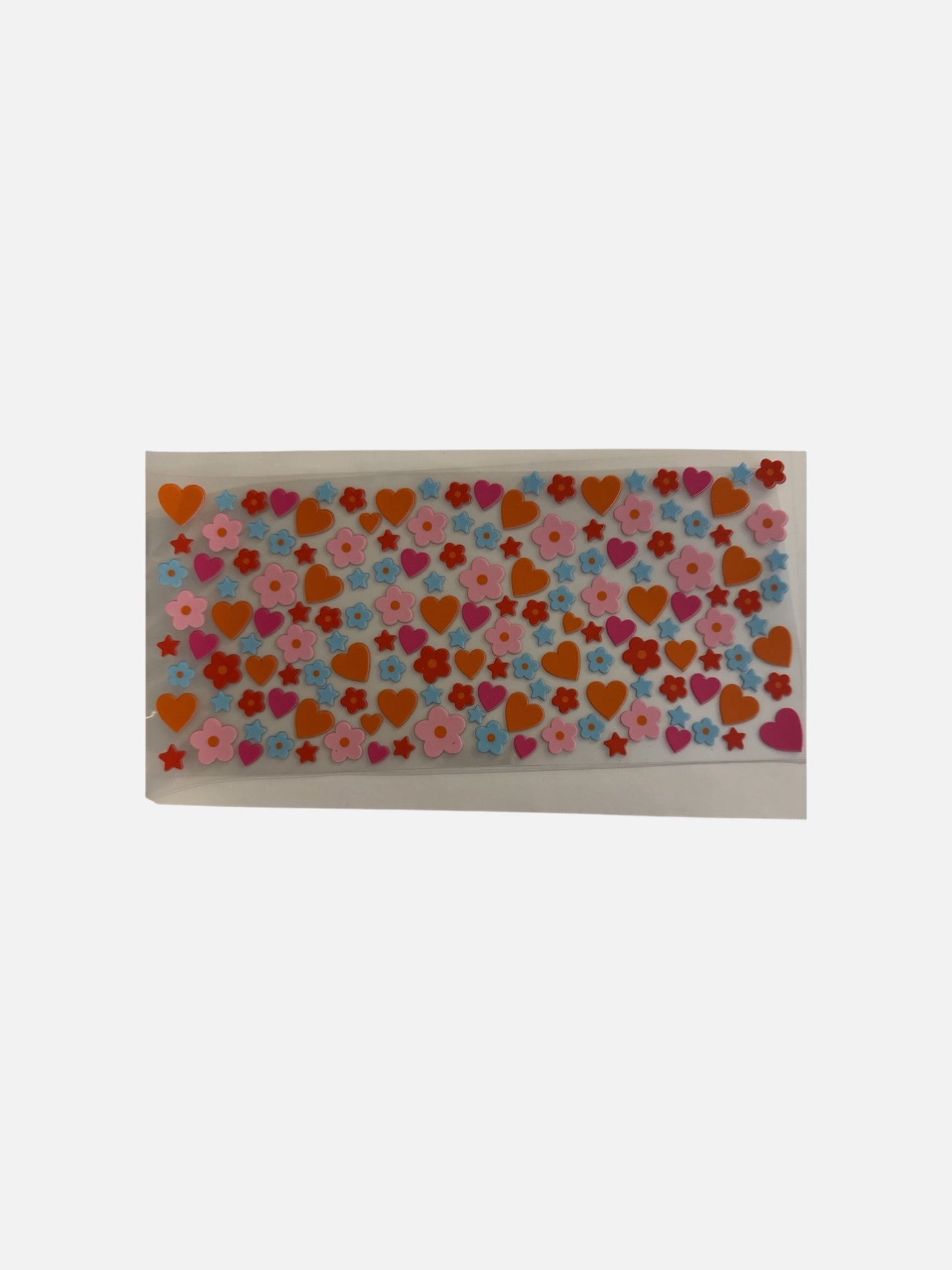 Hearts and Flowers Pink and Orange UV DTF 16oz Cup Wrap, #487 Tumbler Decal