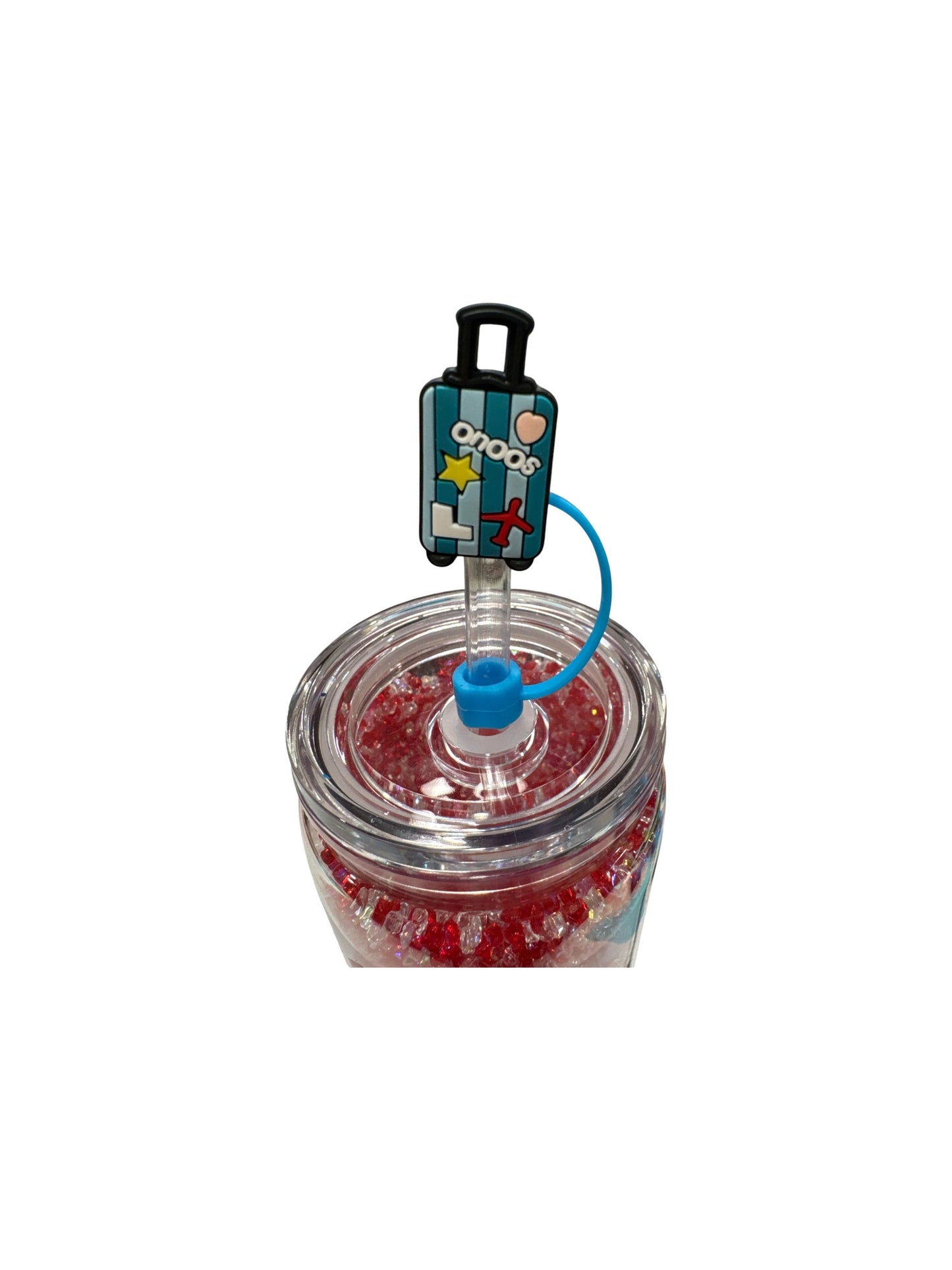 Suitcase Straw Topper – Cute Silicone Drink Accessory for Tumblers