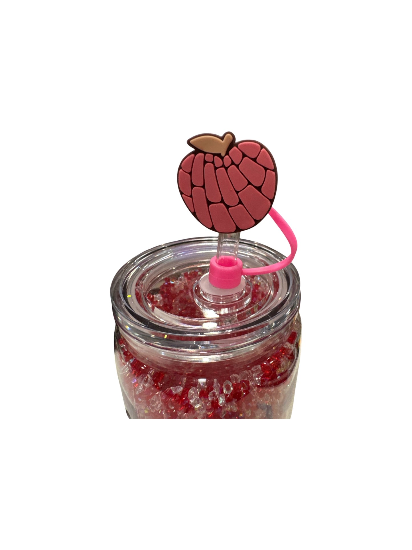 Apple Concha Bread Straw Topper – Cute Silicone Drink Accessory for Tumblers