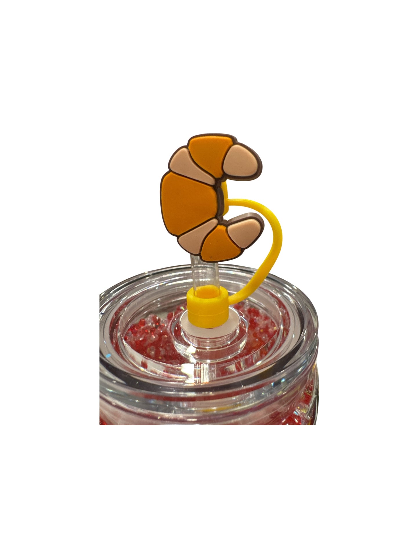Croissant Bread Straw Topper – Cute Silicone Drink Accessory for Tumblers
