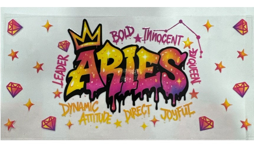 Choose A Zodiac Artistic Graffiti UVDTF Decals| Aquarius| Aries| Cancer| Capricorn| Gemini| Leo| Libra| Pisces| Sagittarius| Scorpio| Taurus| Virgo